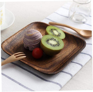 Ensemble d'assiettes en bois faites à la main, assiettes à gâteau en bois, plats à dessert, plateau de service, assiette à sushi en bois, vaisselle de table - Product Image 2