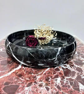 Plato Decorativo para Pastel de 10 Pulgadas, Estilo Antiguo, Grabado, Pulido, de Ágata Natural Alexandrita con Vetas Blancas, Regalos para el Hogar, Color Negro - Product Image 2