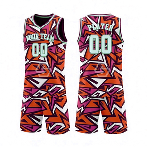 Ensemble de maillots de basket personnalisés sublimés à col en V, maille respirante, séchage rapide, unisexe, adultes, débardeur sans manches, nom et numéro personnalisés - Product Image 2