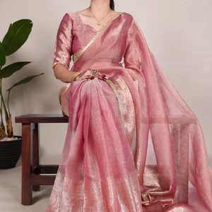 Nouveaux saris de créateur tissés, saris à motifs Zari, tissus chatoyants - Product Image 1