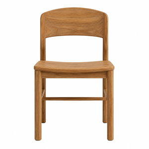 Chaise de salle à manger contemporaine en teck massif, écologique, avec dossier sculpté en forme d'arche, pour la maison, le bureau, l'hôtel, l'appartement, le parc, la villa - Product Image 1