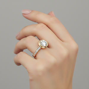 Bague de fiançailles en or massif sertie de diamants Stonewels Channel Set |   pour diamant cultivé en laboratoire certifié |   Diamant moderne serti de griffes de luxe - Product Image 2