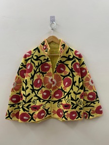 Veste en coton brodée florale bohème à col rabattu et manches longues pour femme, vêtement d'extérieur décontracté, grande taille, printemps - Product Image 5