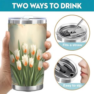 Stainless Steel Tumbler 20oz Double Wall <b>Insulated</b> Hot Cold Drink <b>Cup</b> Classic Straight Shape Home Car Use - Product Image 5