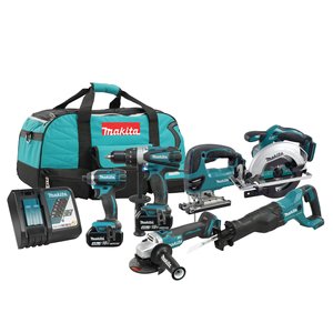 18V Cordless Power <b>Tool</b> Combo <b>Kit</b> 6-<b>Tool</b> Set with 4.0Ah Lithium Ion Batteries - Product Image 1