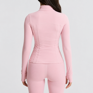 Wholesale Womens Athletic Full <b>Zip</b> Jacket Quick Dry Yoga Running Gym Fitness Training Sports Jacket Custom Logo Tracksuit ODM - Product Image 2