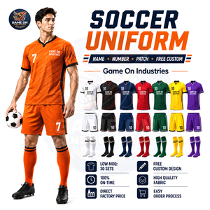 Maillots et shorts de sport d'équipe de haute qualité en gros, personnalisation gratuite, chaussettes assorties, uniforme de football respirant et anti-humidité - Product Image 1