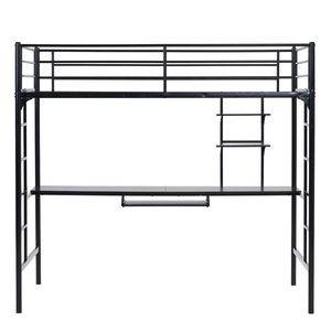 Letto in Ferro Nero 198*143*182cm con Ripiano, Design Moderno Convertibile e Regolabile con Funzioni di Stoccaggio per Uso Alberghiero - Product Image 4