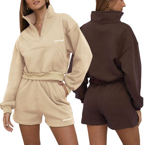 Conjuntos Cortos de 2 Piezas para Mujer, Diseño Sólido por Encima de la Rodilla, Transpirables, de Poliéster/Algodón, Estilo Urbano, Precio Bajo, Hechos a Medida, Gran Venta - Product Image 6