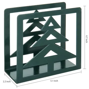Porte-serviettes carré en plastique avec motif sapin de Noël pour la décoration de la maison, réutilisable, style simple - Product Image 2