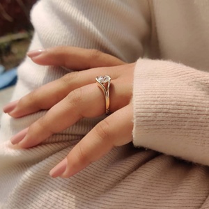 925 Sterling <b>Silver</b> Round Cut VVS1 Moissanite <b>Solitaire</b> Engagement <b>Ring</b> for Women - Product Image 4