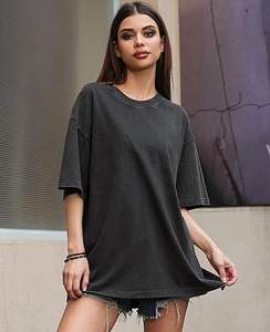 Women's Washed Vintage Oversized T-Shirt Baggy Workout <b>Tops</b> Short Sleeve 100% Cotton Eco-Friendly Quick Dry Streetwear Boyfriend - Product Image 3