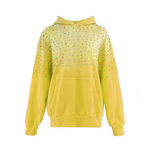 Sweat-shirts d'hiver décontractés à strass, faible MOQ, 100 % coton, doublure polaire, haute qualité, tissu respirant et doux, nouveau design - Product Image 1