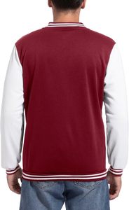 Chaqueta Varsity Roja y Blanca para Hombre, Informal, con Botones al Frente, de Algodón y Poliéster, con Cuello Alto, Chaqueta Varsity Elegante e Informal, Estilo Letterman - Product Image 6
