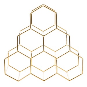 Porte-vin carré en fer doré moderne, support de table rayé pour 6 bouteilles, présentoir à vin géométrique en fil doré, écologique - Product Image 3
