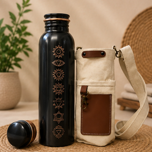 Ayurvedic Seven Chakra Copper Water <b>Bottle</b> Set Eco-friendly Portable Multi-Use Home Use with Coaster Lids - Product Image 5