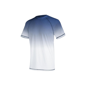 Harry Johnson Men's Gradient Blue <b>White</b> Short Sleeve Rash Guard Quick Dry Breathable Eco-Friendly UPF50+ <b>Compression</b> <b>Shirt</b> Adult - Product Image 1