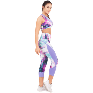 Leggings Cortos de Cintura Alta con Estampado Geométrico para Mujer, Deportivos, Elásticos, Transpirables, de Secado Rápido, para Yoga, Fitness y Ropa Deportiva - Product Image 3