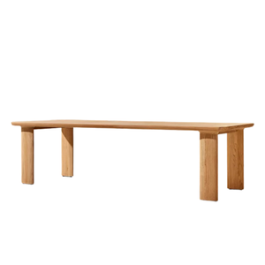 Scandinavian Outdoor Dining <b>Table</b> Solid Teak <b>Wood</b> Rounded Edge Slatted Top Minimalist Frame for Luxury Resort <b>Garden</b> Dining - Product Image 4