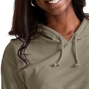 Haut court à capuche confortable pour femme, fabriqué en usine, idéal pour le sport, la gym et l'entraînement, à manches longues - Product Image 6