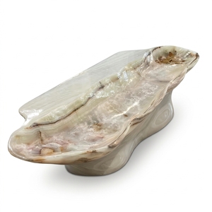 Plato para Arroz o Fruta en Forma de Hoja de Ónix Albastro Ecológico y Económico, Tallado a Mano - Product Image 5