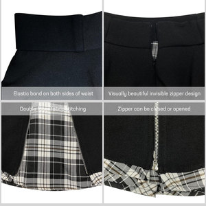 Gothic <b>Skirts</b> Cute High <b>Elastic</b> Waisted Plaid Kilts for Women Trendy Hem Flared Knee Length Mini Skater <b>Skirt</b> - Product Image 5
