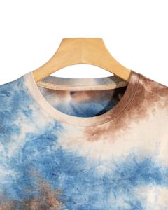 Manufacturer <b>Blue</b> Brown Tie <b>Dye</b> T Shirt Men Cotton Crew Neck Short Sleeve Vintage Wash Casual Streetwear OEM Wholesale Tee - Product Image 4
