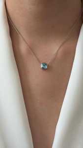 จี้เพชรพร้อมสร้อยคอ ทองคำแท้ 10K 14K ทรง Asscher ประดับพลอยเพาะเลี้ยงในห้องปฏิบัติการ ฝังแบบ Bezel สร้อยแบบ Layering เครื่องประดับชั้นดี 1.12 กะรัต - Product Image 6