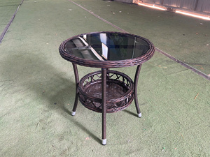 Wholesale Price Modern PE Wicker Rattan <b>Round</b> Coffee <b>Table</b> KD with Tempered Glass Top for Garden <b>Patio</b> Classic All-Weather - Product Image 5