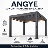 Pergola motorisée à lames orientables en alliage d'aluminium, pavillon de jardin extérieur écologique avec capteur de pluie et LED, dimensions personnalisables
