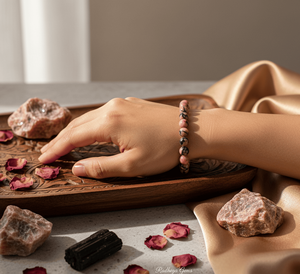 Handmade AAA Rhodonite obsedian Round Bead <b>Bracelet</b> – Polished Gemstone Stretch <b>Bracelet</b> for Men & Women - Product Image 2