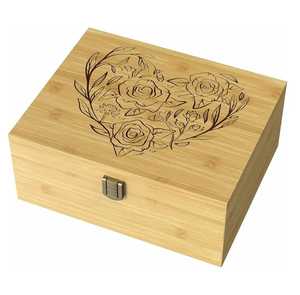 Handcrafted Emerald Green Bone Inlay Floral Jewelry <b>Box</b> Rectangular Wooden <b>Keepsake</b> Chest Luxury Mother of Pearl Style Organizer - Product Image 3