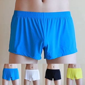 <b>Men</b> Sexy Low Waisted Ice Silk Briefs <b>Trunks</b> Sheer Breathable Seamless Shorts Underwear Solid Smooth Home <b>Men's</b>s - Product Image 5