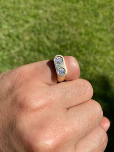 Anillo de Eternidad Vintage para Hombre con Dos Diamantes Creados en Laboratorio, Diseño Geométrico con Engaste de Bisel, Chapado en Oro, para Uso Diario - Product Image 4
