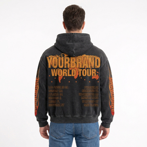 Sudadera con Capucha Oversize para Hombre, Diseño Gráfico de la Gira Mundial 2026, Estilo Urbano Vintage con Bolsillo Frontal y Diseño de Llamas - Product Image 6