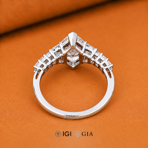 Dutch Marquise Cut Diamond Engagement Ring, Side Trapezoid and Princess Cut Diamond Wedding Ring, <b>Unique</b> Ring <b>for</b> <b>Her</b>,Design - Product Image 4