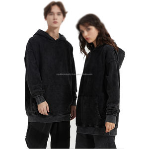 Haute qualité automne et hiver à capuche 380gsm pur coton à capuche flambant neuf lavage lâche hommes pull à capuche et sweat-shirts - Product Image 4