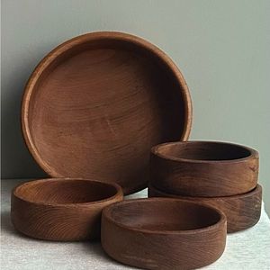 Juego de Tazones de Madera Hechos a Mano, sin Recubrimiento, Naturales, Estilo Wabi Sabi, Vajilla para Servir, para Cocina y Hogar - Product Image 1