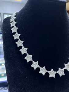 Collar de Cadena Cubana con Estrella de Plata 925 y Diamante Moissanita, Joyería Unisex Estilo Hip Hop, Ideal para Fiestas, Regalo con Encanto - Product Image 3