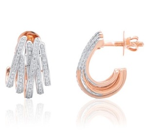 Pendientes de Oro Rosa de 14 Quilates con Corazón y Diamantes CZ, Elegantes para Fiestas, Regalo de Boda, Joyería para Mujer, Proveedor Mayorista, Distribuidor - Product Image 2