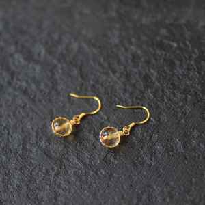 ต่างหูห้อยประดับพลอยซิทริน เงินแท้ 925 ชุบทอง 14k ของขวัญประจำเดือนพฤศจิกายนสำหรับเธอ - Product Image 2