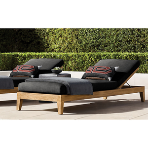 Chaise longue d'extérieur haut de gamme en teck massif, dossier réglable confortable, pour parc, bord de piscine, mobilier d'hôtel moderne et minimaliste, écologique - Product Image 6