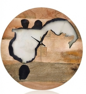 Acacia Wooden Modern Design Square <b>Marble</b> Look Analog Battery Powered Single Face Quartz Wall <b>Clock</b> for Living Room - Product Image 6