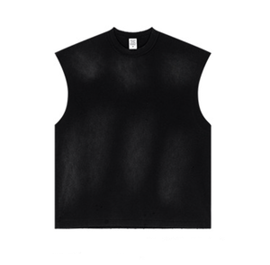 Débardeur Homme Col Rond 100% Coton 285 GSM Style Délavé Personnalisé Sans Manches Coupe Ample Streetwear Haut d'Entraînement Vierge - Product Image 5