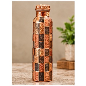 Polka Dot Copper <b>Water</b> <b>Bottle</b> with Geometric Pattern Bohemian Design Eco-Friendly <b>BPA</b> <b>Free</b> Portable Drinkware for Travel - Product Image 6