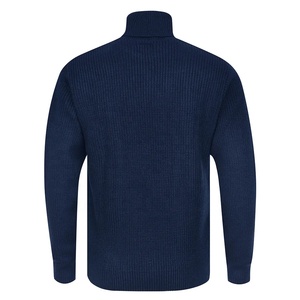 Pull à col roulé en tricot bleu marine pour homme, manches longues, couleur unie, pull d'hiver, coupe classique, laine/acrylique, anti-rétrécissement, séchage rapide - Product Image 2