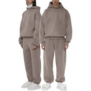 Custom Blank 500GSM Heavyweight Boxy Hoodie Tracksuit Cotton Oversized Hip Hop Hoodie and <b>Sweatpants</b> <b>Set</b> Manufacturer - Product Image 5