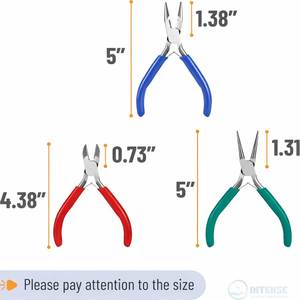 Stainless Steel Jewelry Pliers Set 3 Pack Mini Kit for Jewelry Making Wire Cutters <b>Long</b> <b>Nose</b> Round <b>Nose</b> Side Cutters - Product Image 2