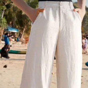 Pantalones Casuales de Verano para Mujer, de Algodón y Lino, Holgados, de Cintura Alta, Estilo Harem, con Botones, Transpirables, de Pierna Recta, Lisos, Teñidos - Product Image 2