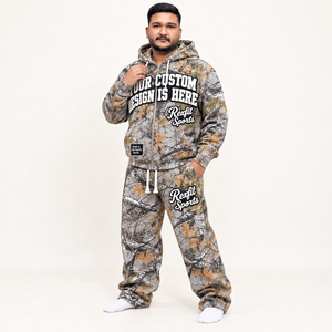 Conjunto Deportivo Transpirable de Felpa Francesa 100% Algodón para Hombre, Chaqueta con Cremallera y Capucha, Pantalones Deportivos Relajados, Ropa Urbana con Estampado Gráfico, Etiqueta Personalizada - Product Image 2